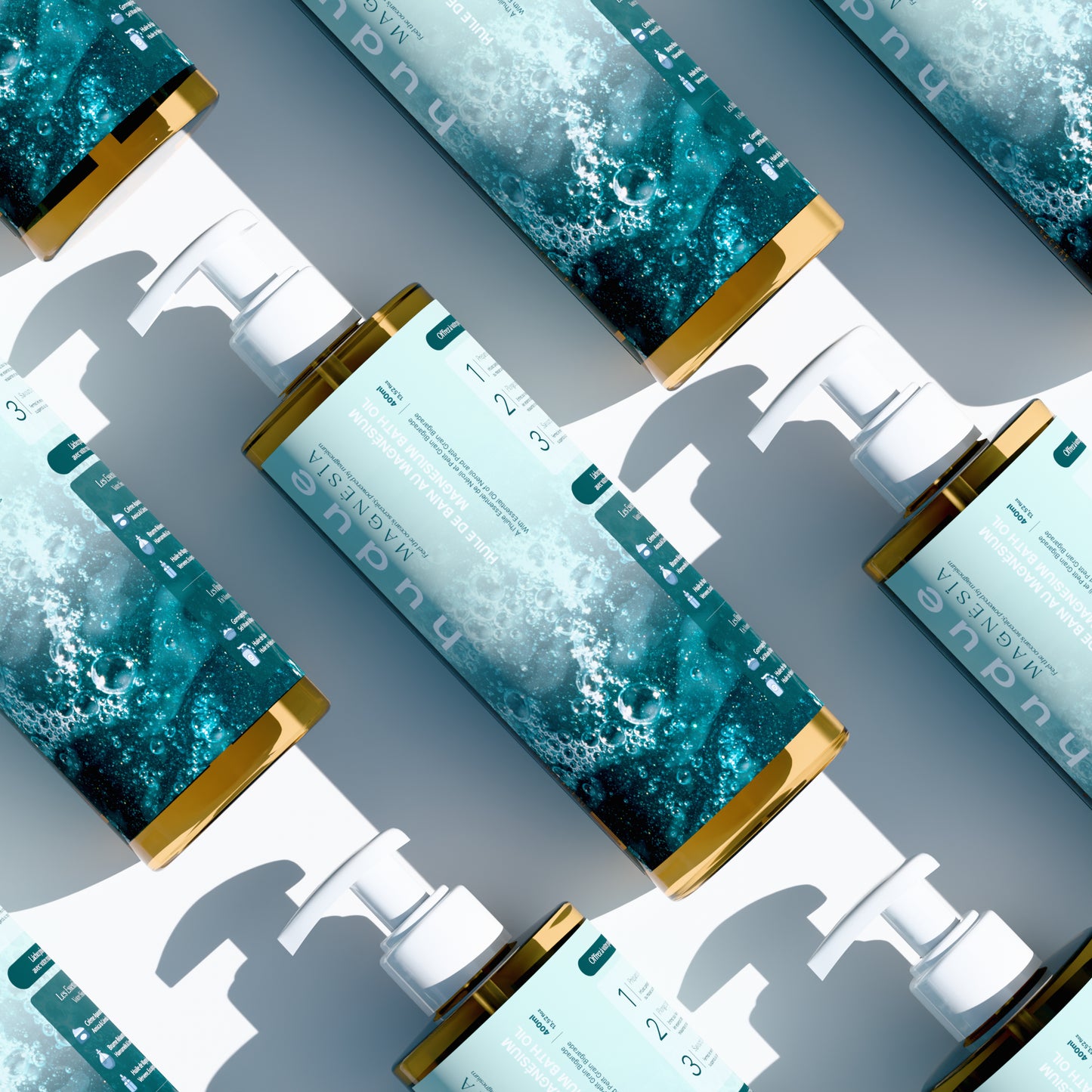 Texture soyeuse huile de bain au magnésium - Hydrate et nourrit la peau